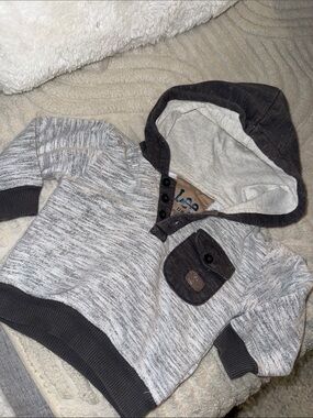 12m VTG Lee Infant Heather Gray Hooded Pullover with Dark Trim